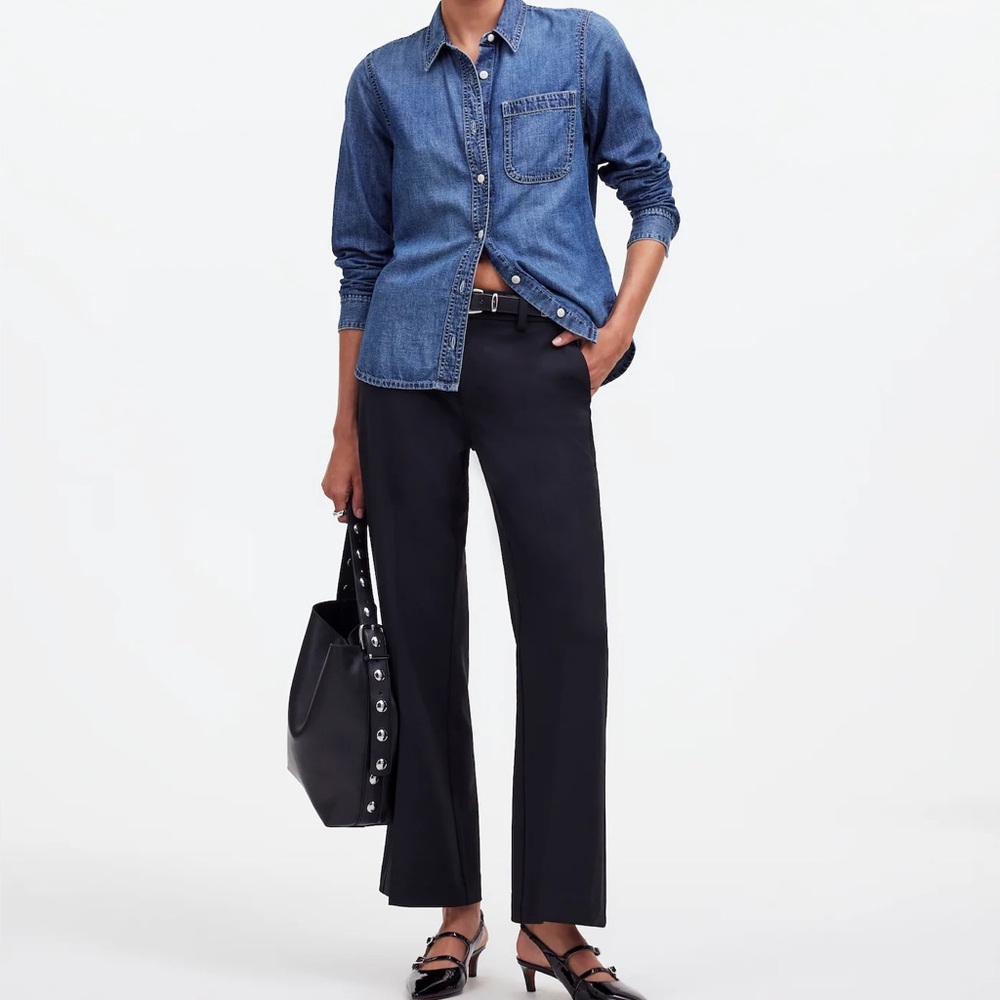 New Madewell Petite Kick Out Crop Pants in Wool-Blend Twill